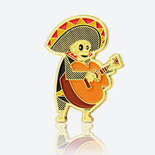 Guitarist Skull Enamel Pins