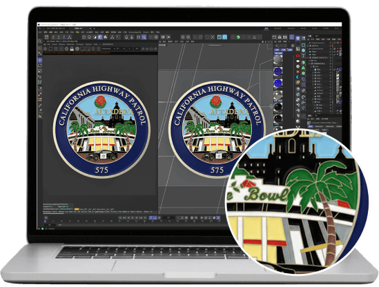 2-D rendering effect of custom police challenge coins