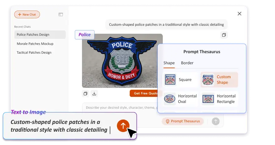 Free Text to Image Art AI Embroidered Patch Generator