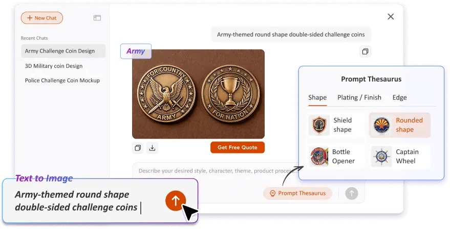 Free Text to Image Art AI Challenge Coin Generator