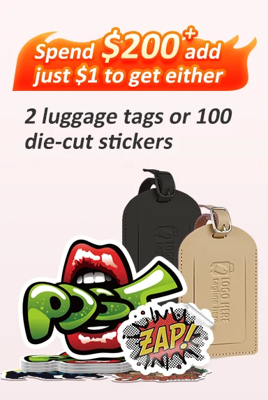 $1 for luggage tags or stickers $1 for luggage tags or stickers