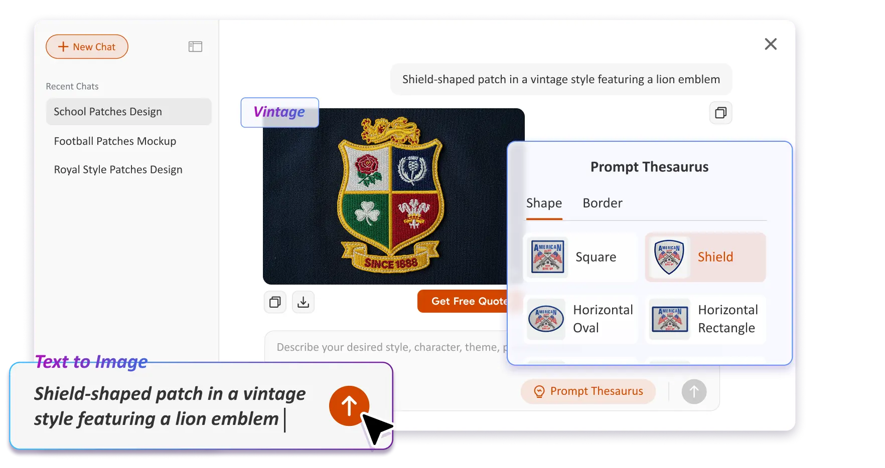 Free Text to Image Art AI Patch Generator