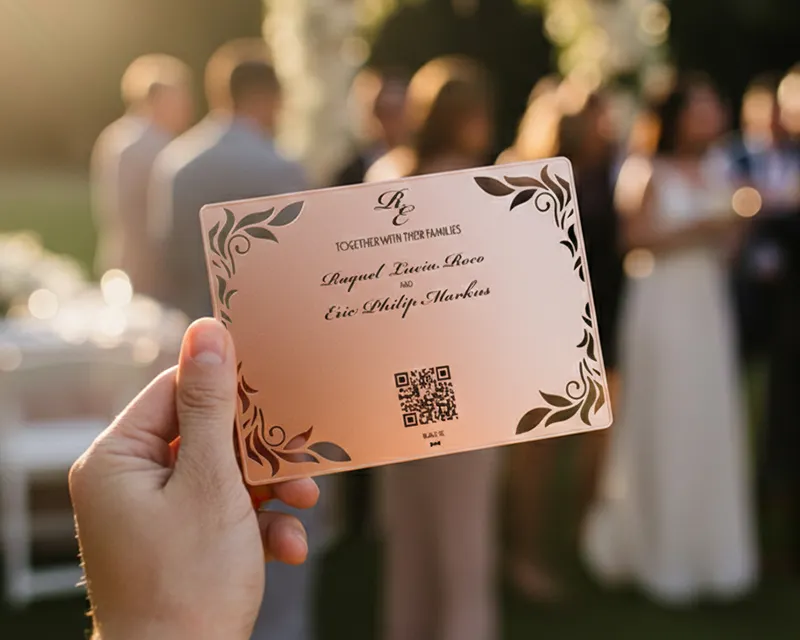 Metal Invitations with QR Code Metal Invitations with QR Code