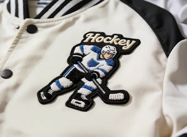 Iron-on Patches on a Varsity Jacket