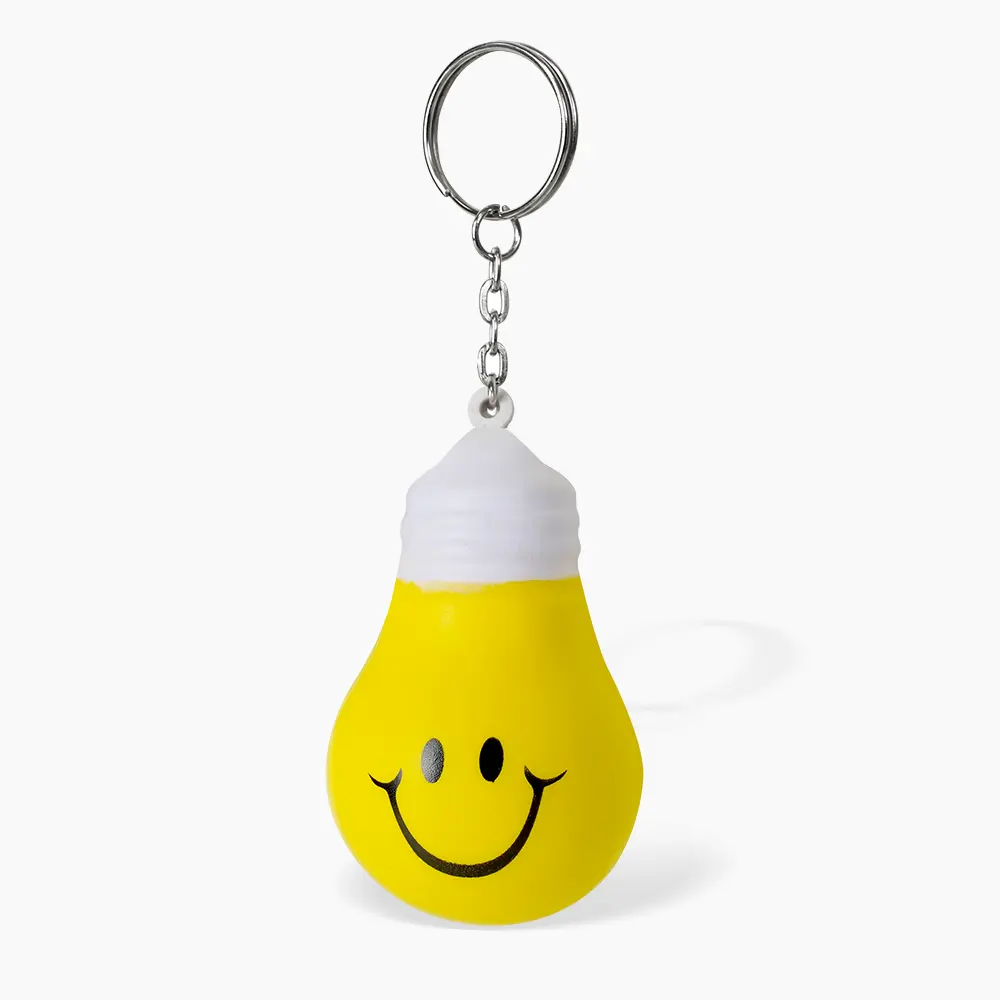 Lightbulb Shaped PU Stress Reliever Key Chain