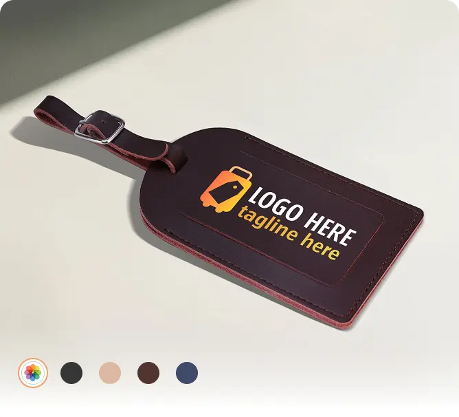 Premium Genuine Leather Baggage Tags with Company Logo Premium Genuine Leather Baggage Tags with Company Logo