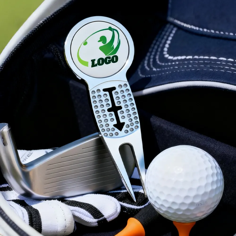 Exquisite Custom Antique Silver Golf Divot Tool with Ball Markers Exquisite Custom Antique Silver Golf Divot Tool with Ball Markers