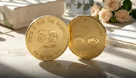 Pixel Art Wedding Memorial Coins