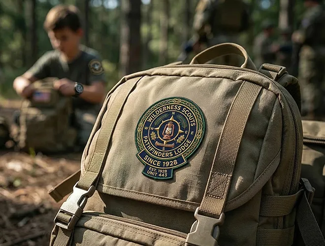 Scout Uniform Patches on Tactical Backpack