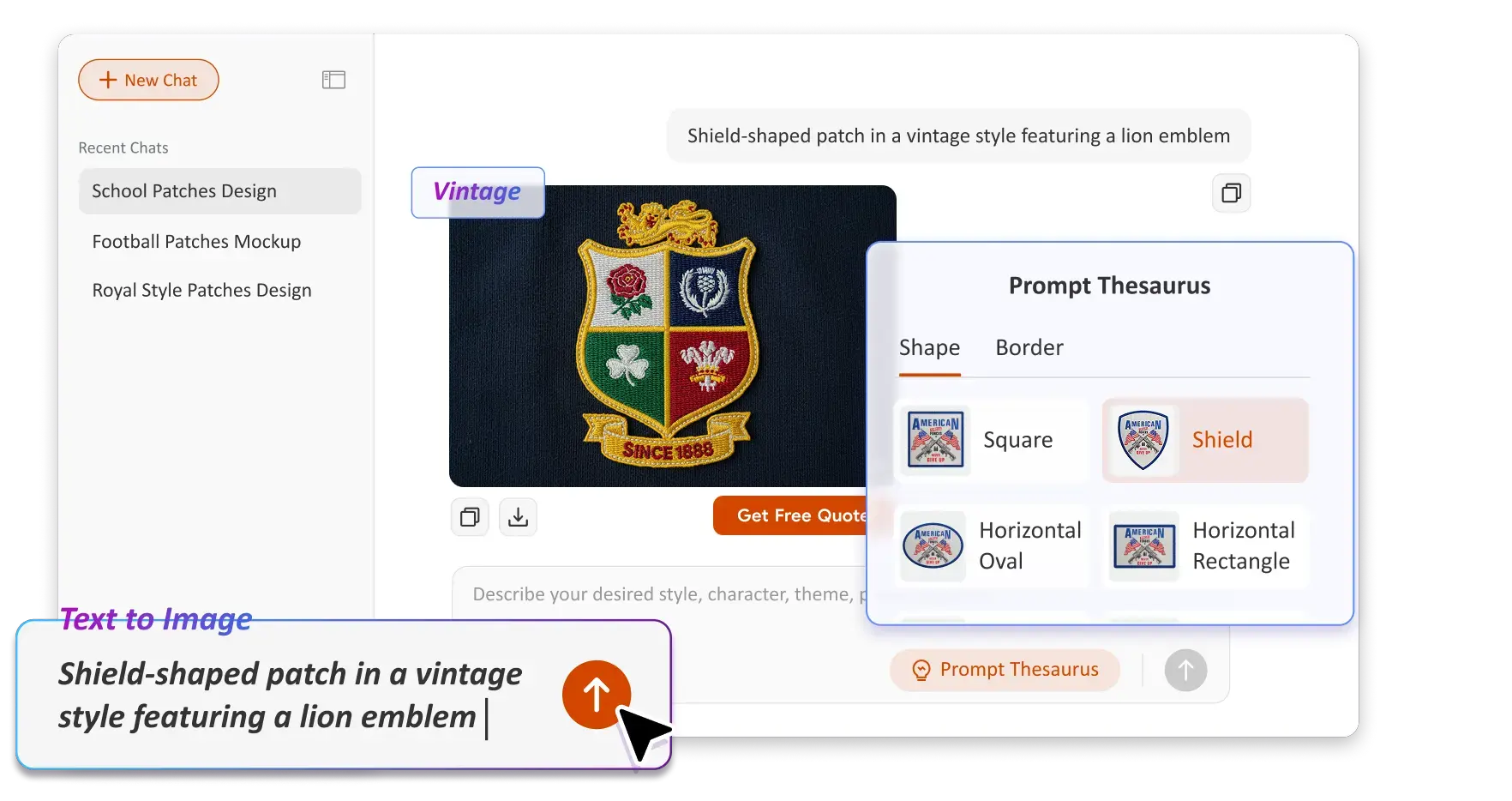 Free Text to Image Art AI Patch Generator