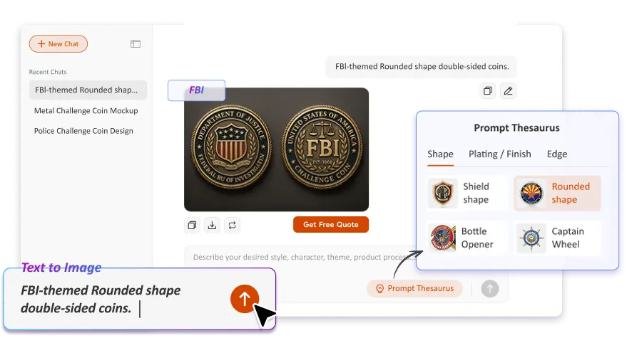 Free Text to Image Art AI Challenge Coin Generator