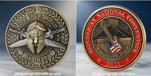 3D VS 2D Challenge Coins