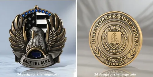 3D VS 2D Challenge Coins