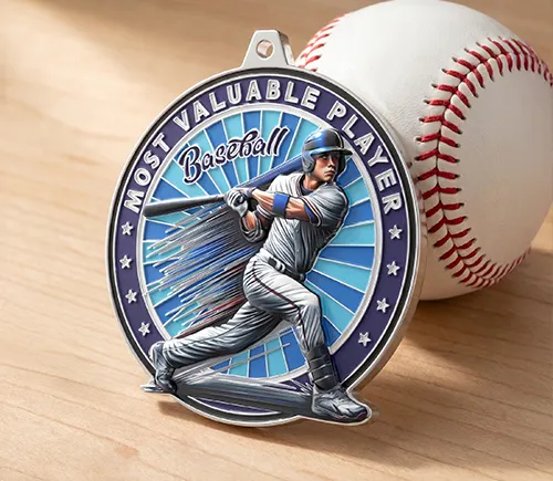 Dynamic Baseball UV Printed 3D Medal
