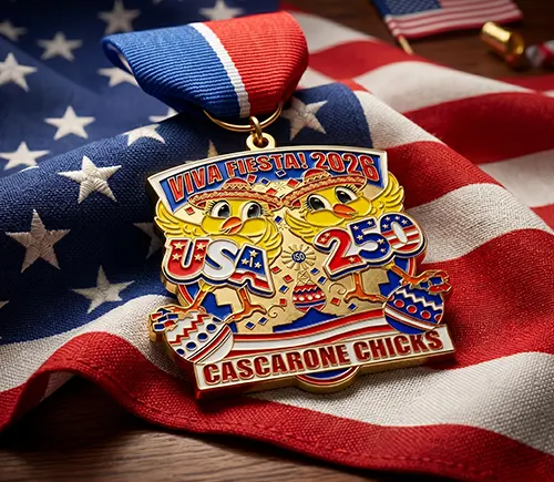 Colourful Chick-themed Fiesta Medal