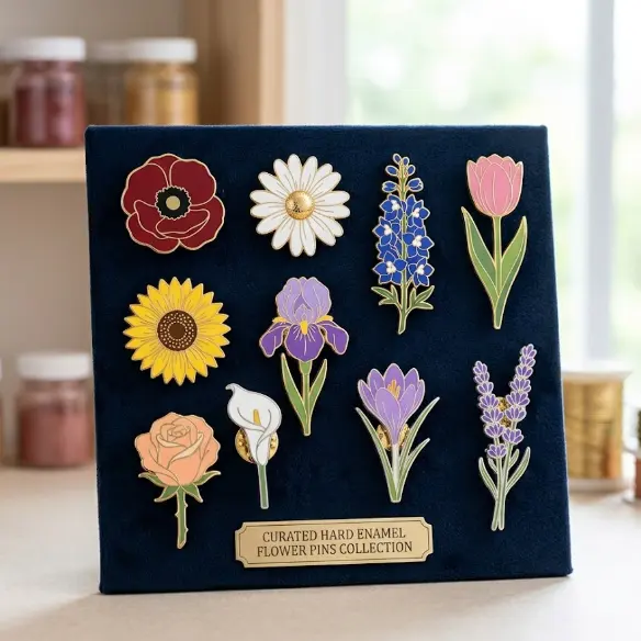 Flower Enamel Pin Set