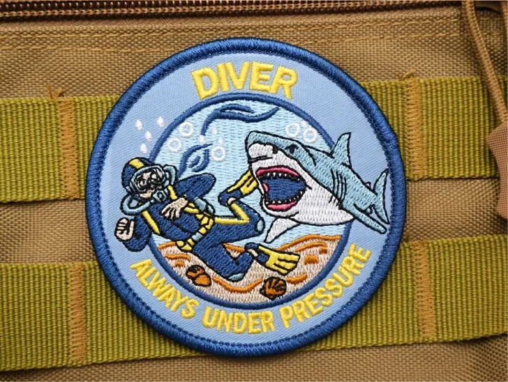 Diver Shark Embroidered Patches Diver Shark Embroidered Patches