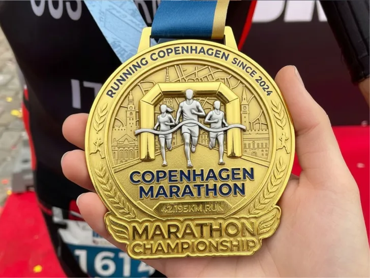 Gold Enamel Running Medal Gold Enamel Running Medal