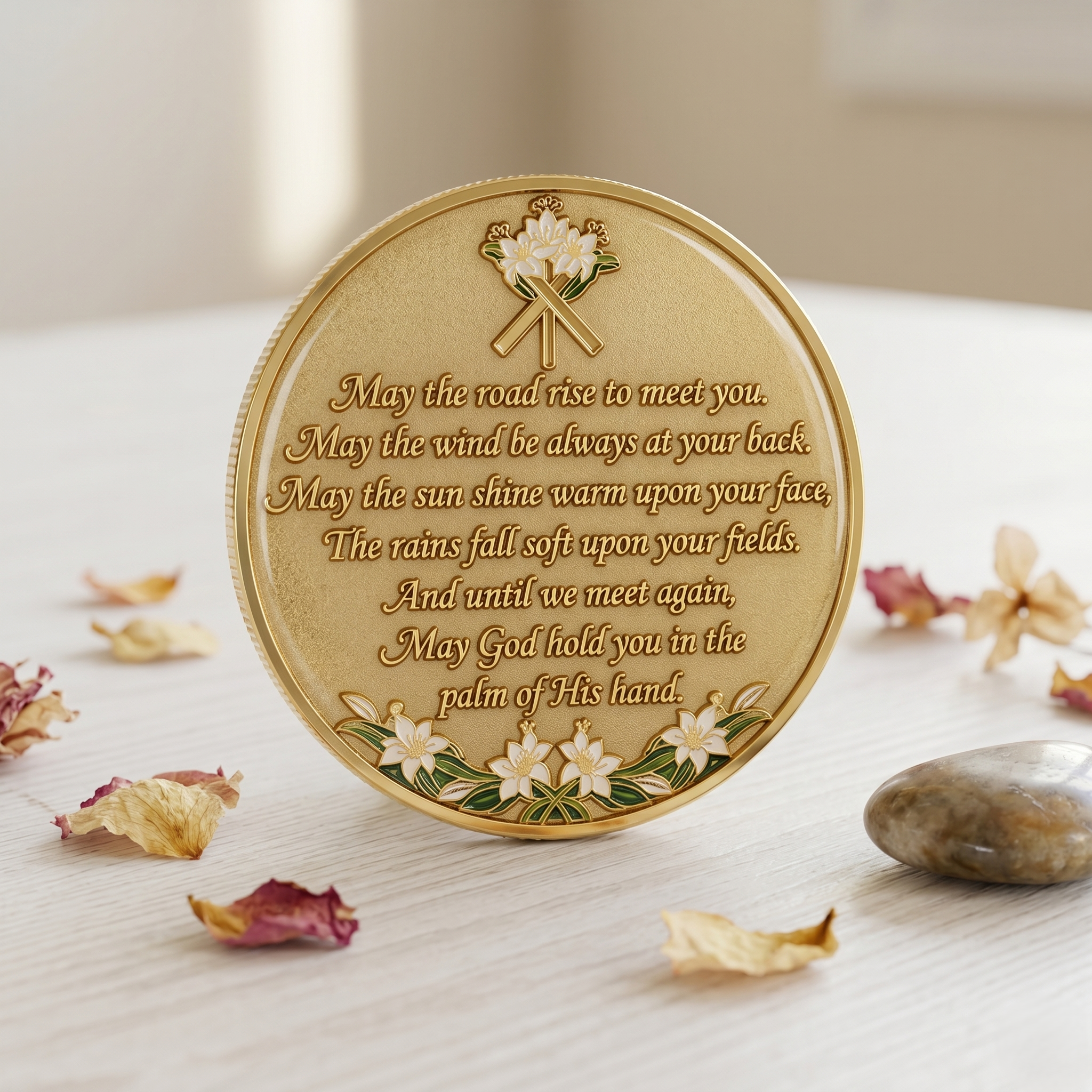 Lily Cross Blessing Christian Coin Lily Cross Blessing Christian Coin