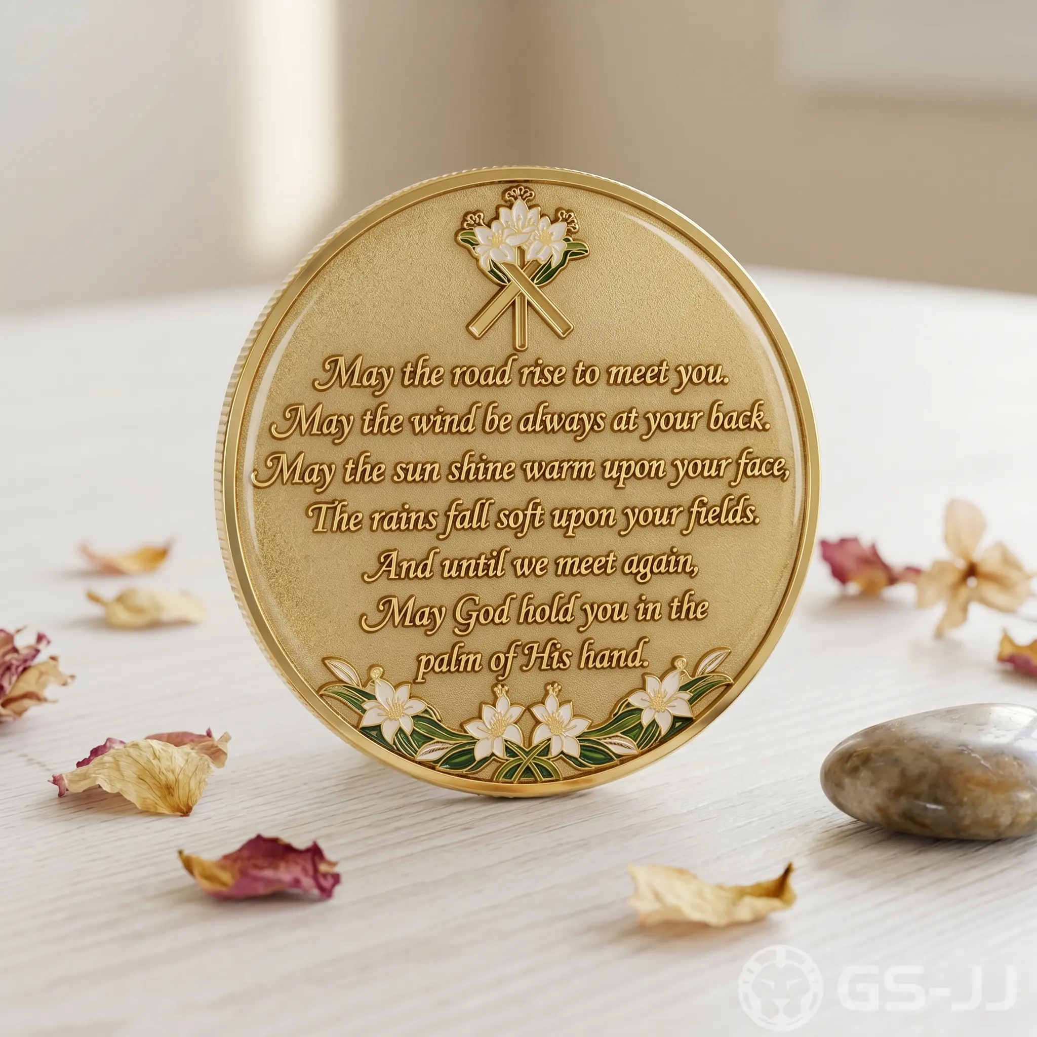 Lily Cross Blessing Christian Coin Lily Cross Blessing Christian Coin