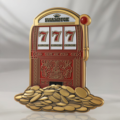 Triple 7 Exercise Slot Machine Collectible 3D Coin