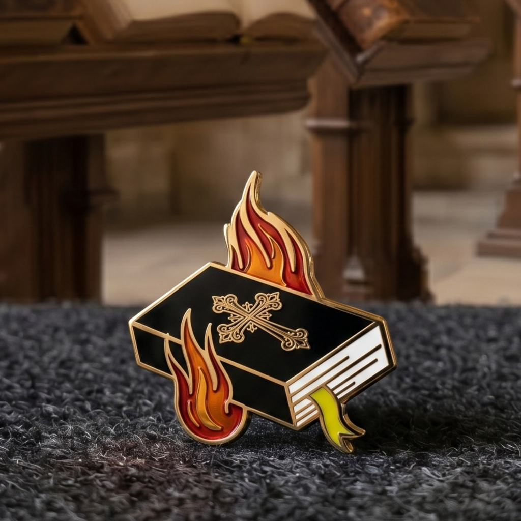 Fire and Books Christian Lapel Pins