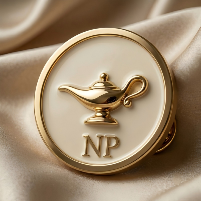 Round white and gold NP Nurse Practitioner pin
