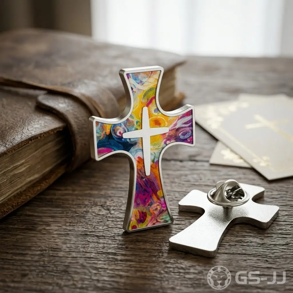 Colorful Swirl Christian Cross Pins Colorful Swirl Christian Cross Pins