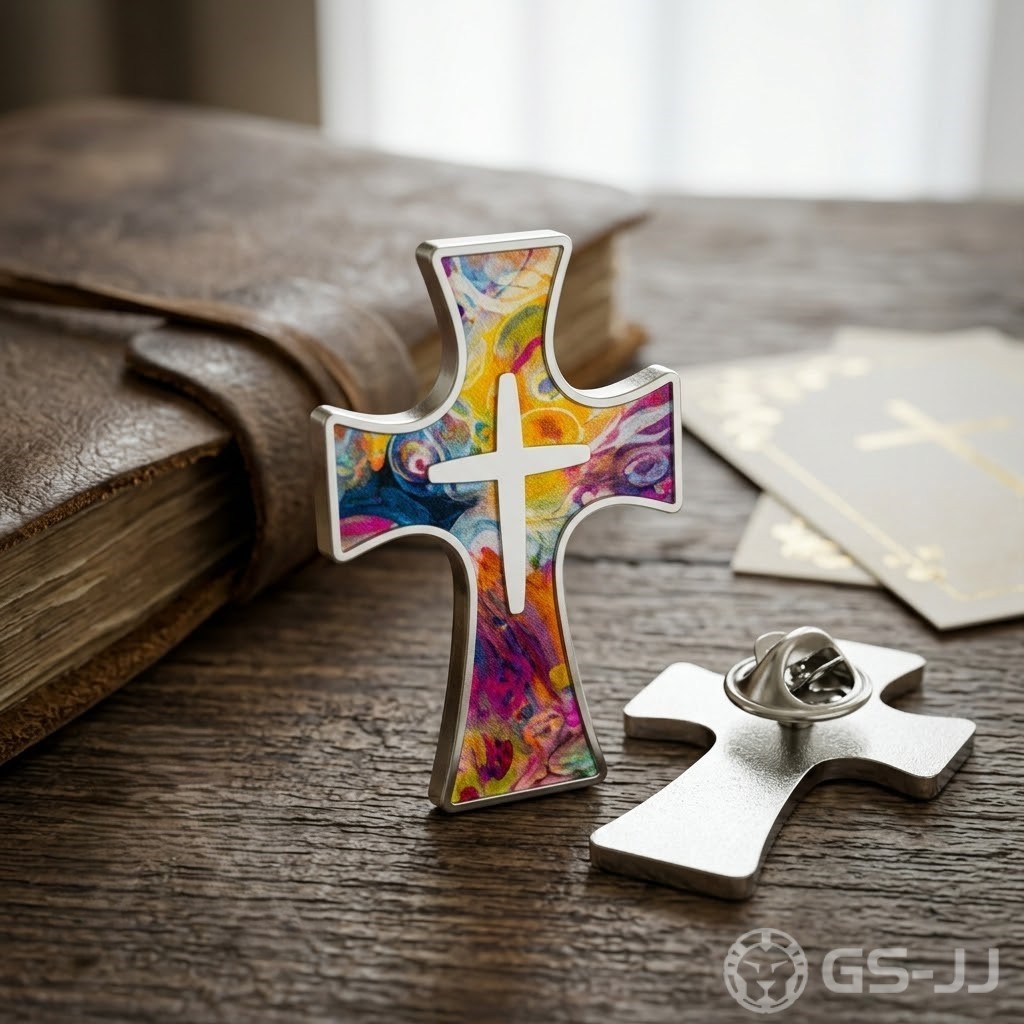 Colorful Swirl Christian Cross Pins Colorful Swirl Christian Cross Pins