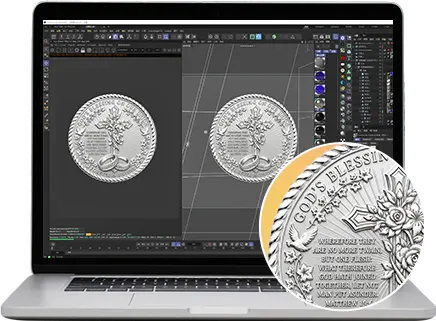 2-D rendering effect of custom challenge coins