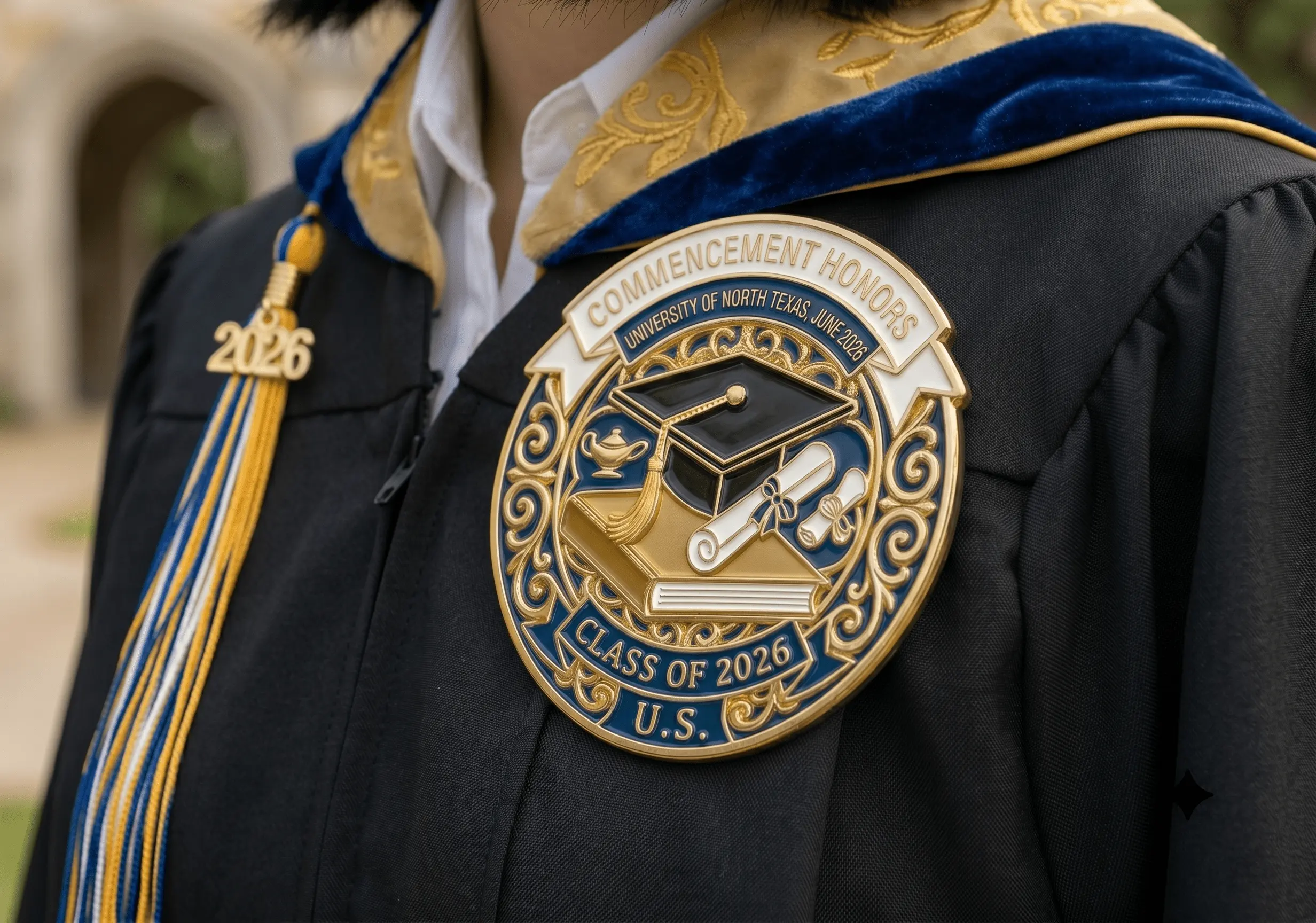 Pins on Graduation Gown Pins on Graduation Gown