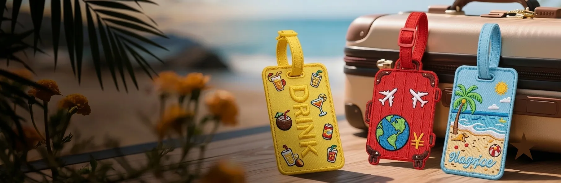 embroidered luggage tags