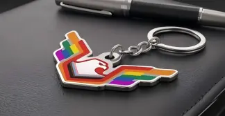 Metal printed keychain with rainbow eagle