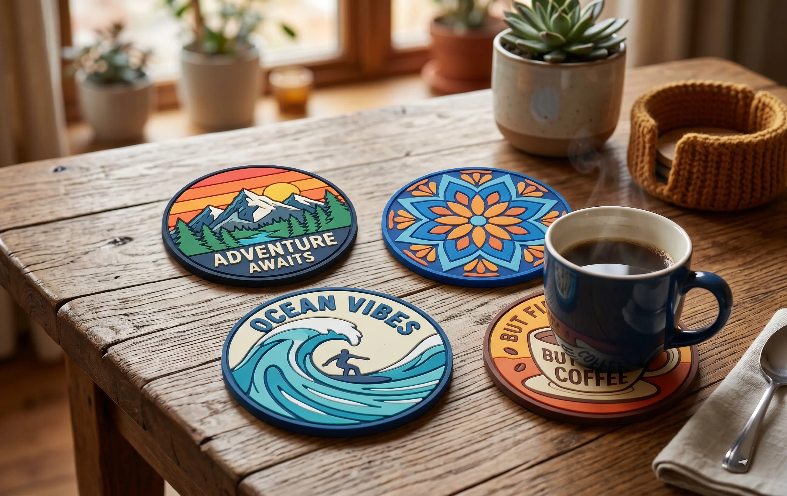 Custom PVC Coasters 4 Beautiful PVC Coasters for Customers