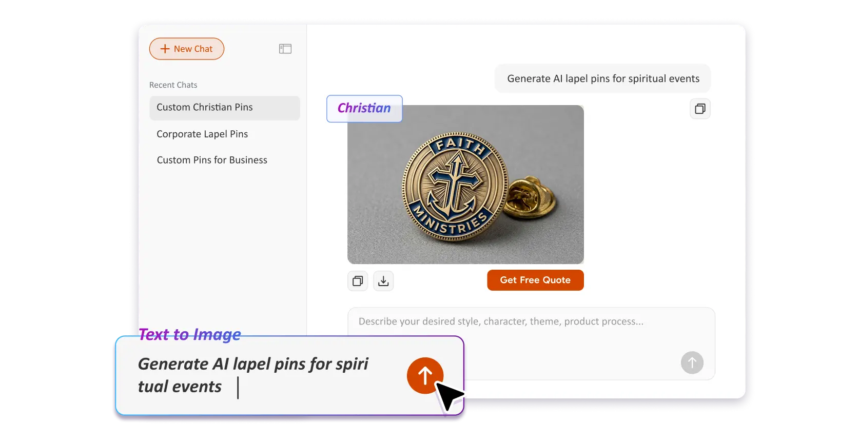 Free Text to Image Art AI Lapel Pin Generator
