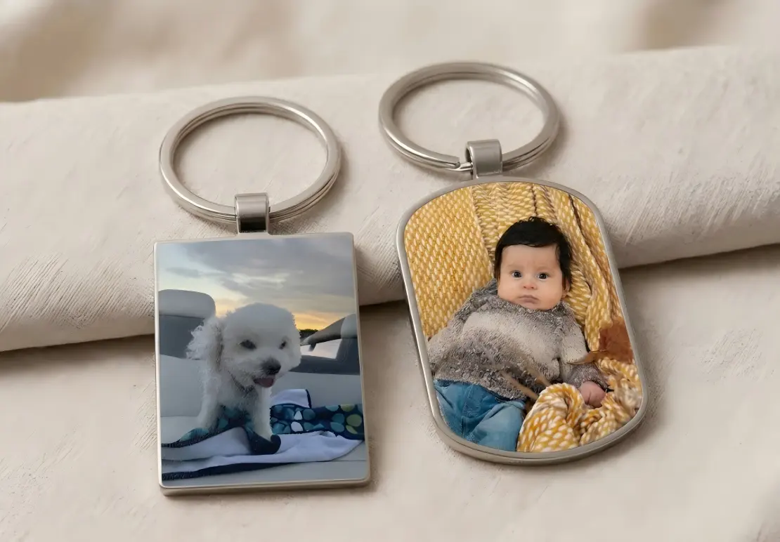 Printed personalized photo metal keychains
