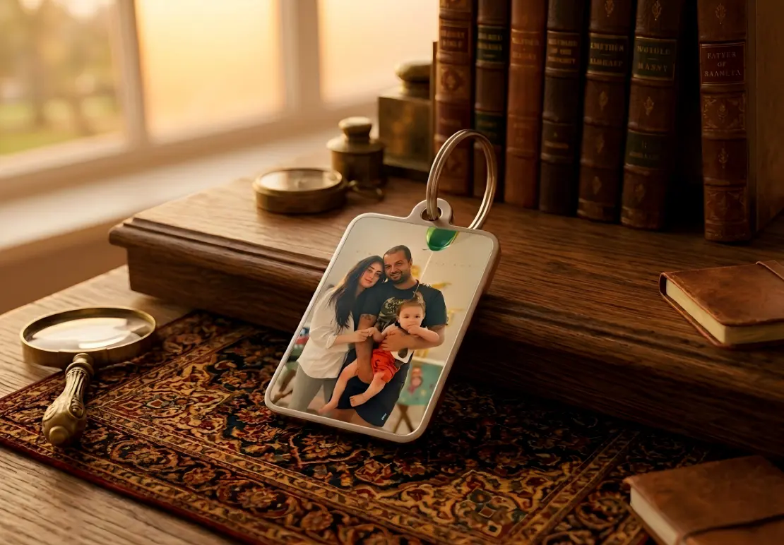 Printed custom photo metal keychain