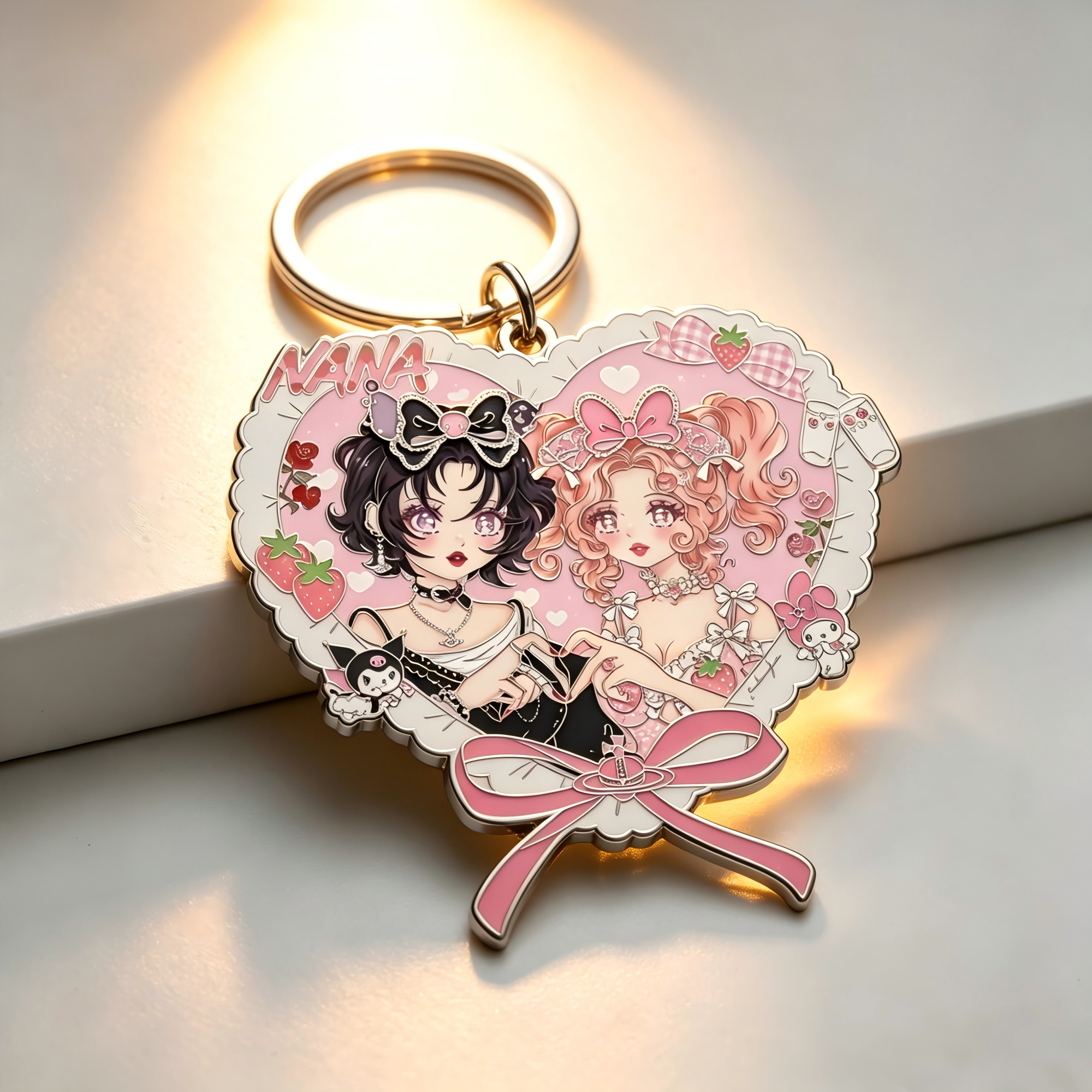 Cute anime heart shaped hard enamel keychain