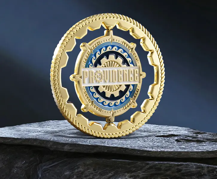 Providence Nautical Spinner Challenge Coin with Cutout Design Providence Nautical Spinner Challenge Coin with Cutout Design