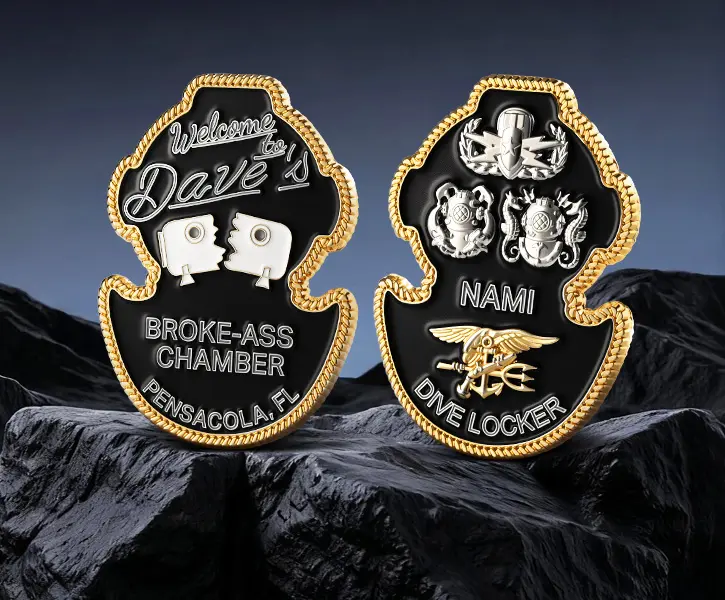 NAMI Dive Locker Pensacola Custom Shaped Military Challenge Coin NAMI Dive Locker Pensacola Custom Shaped Military Challenge Coin