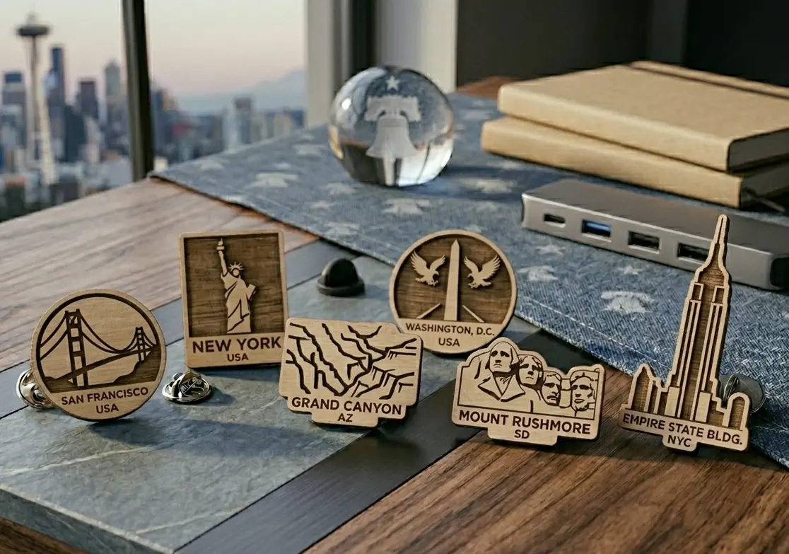 Engraved Wooden Pins