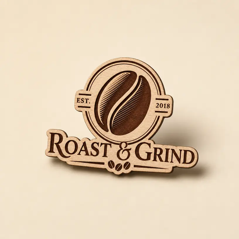 Custom Wood Pins ROAST GRIND