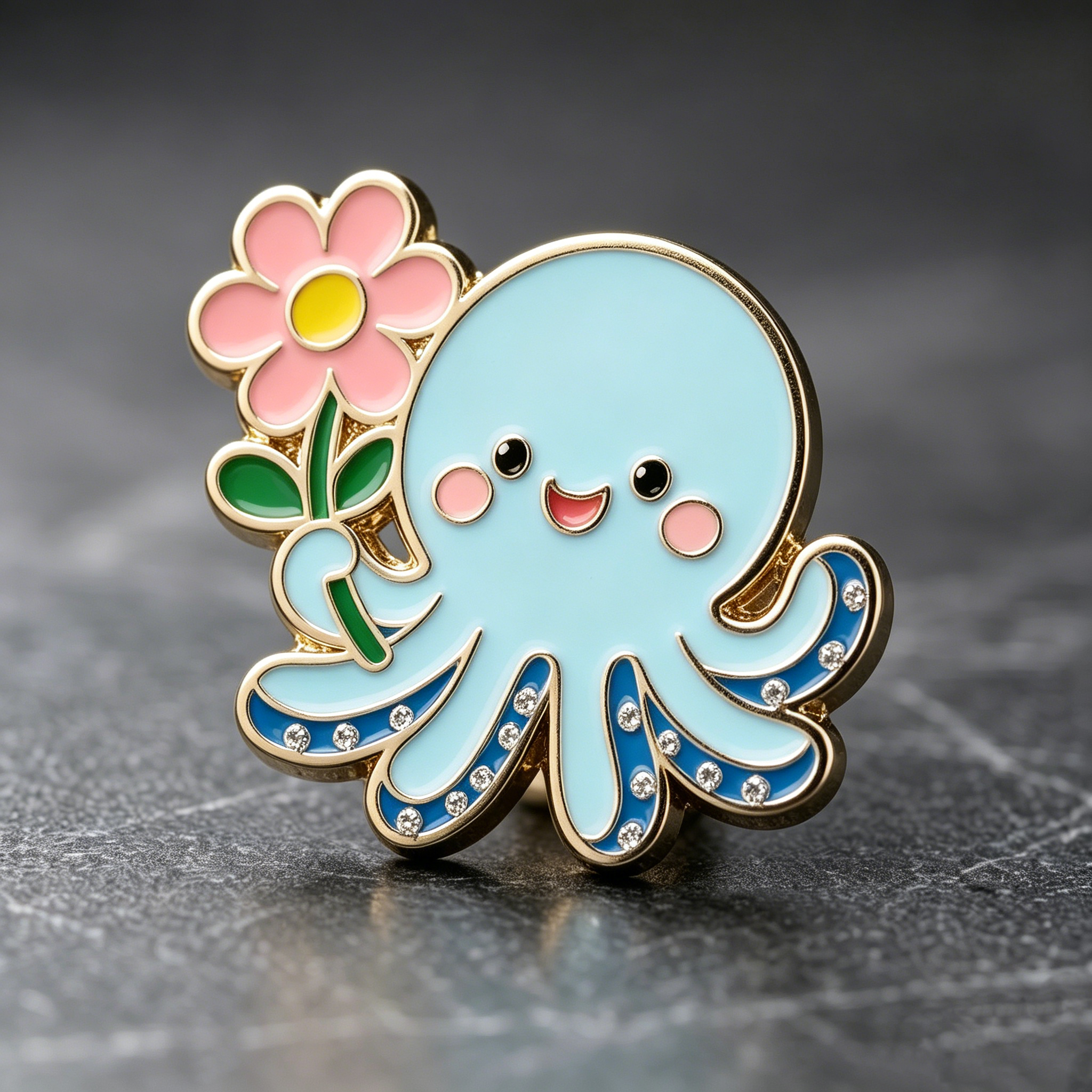 Octopus rhinestone pins