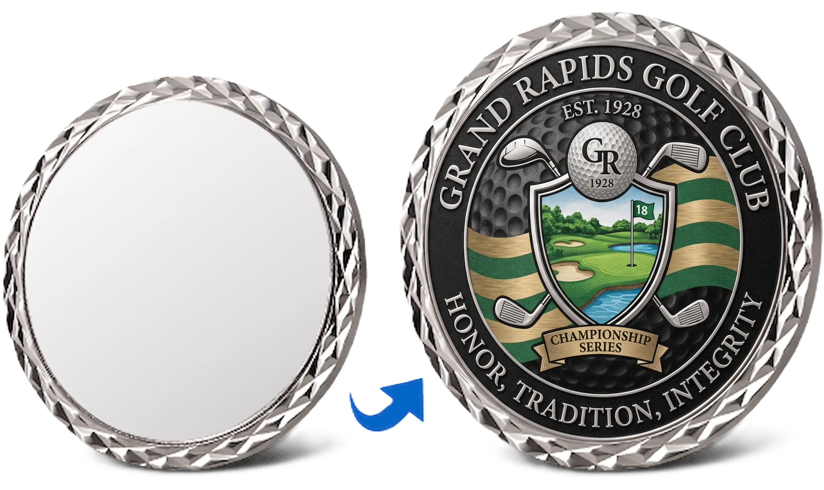 Cross-cut Edge Golf Coin Markers Cross-cut Edge Golf Coin Markers