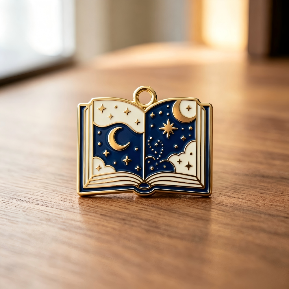 Custom printed enamel charms compass design