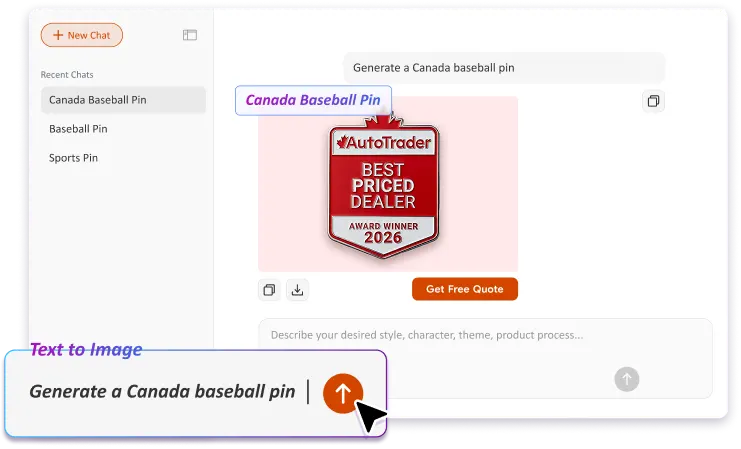Free Text to Image Art AI Custom Pin Generator