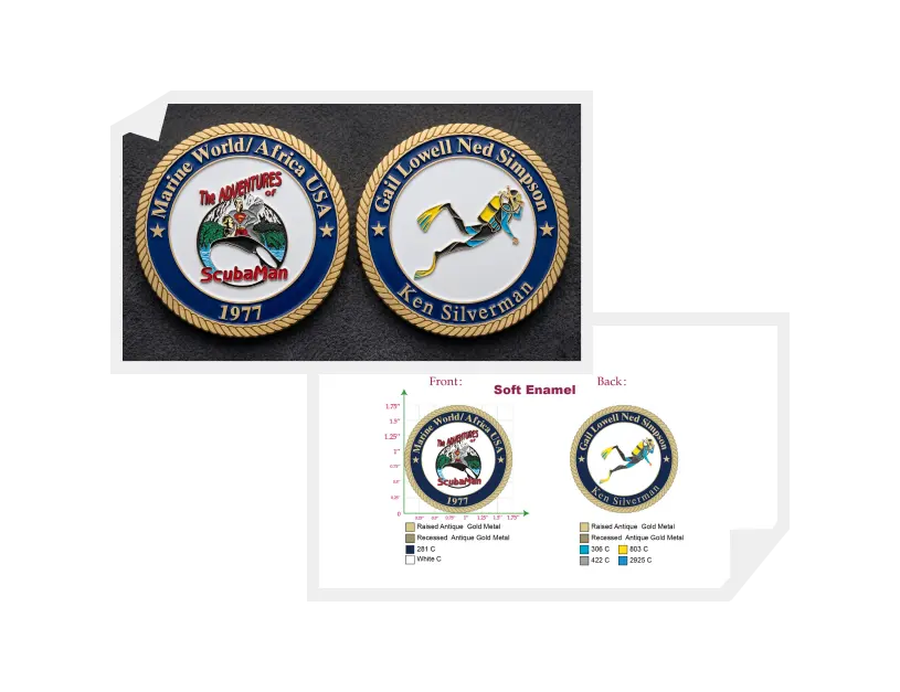 Custom Challenge Coin for ScubaMan Adventures / Marine World Africa USA