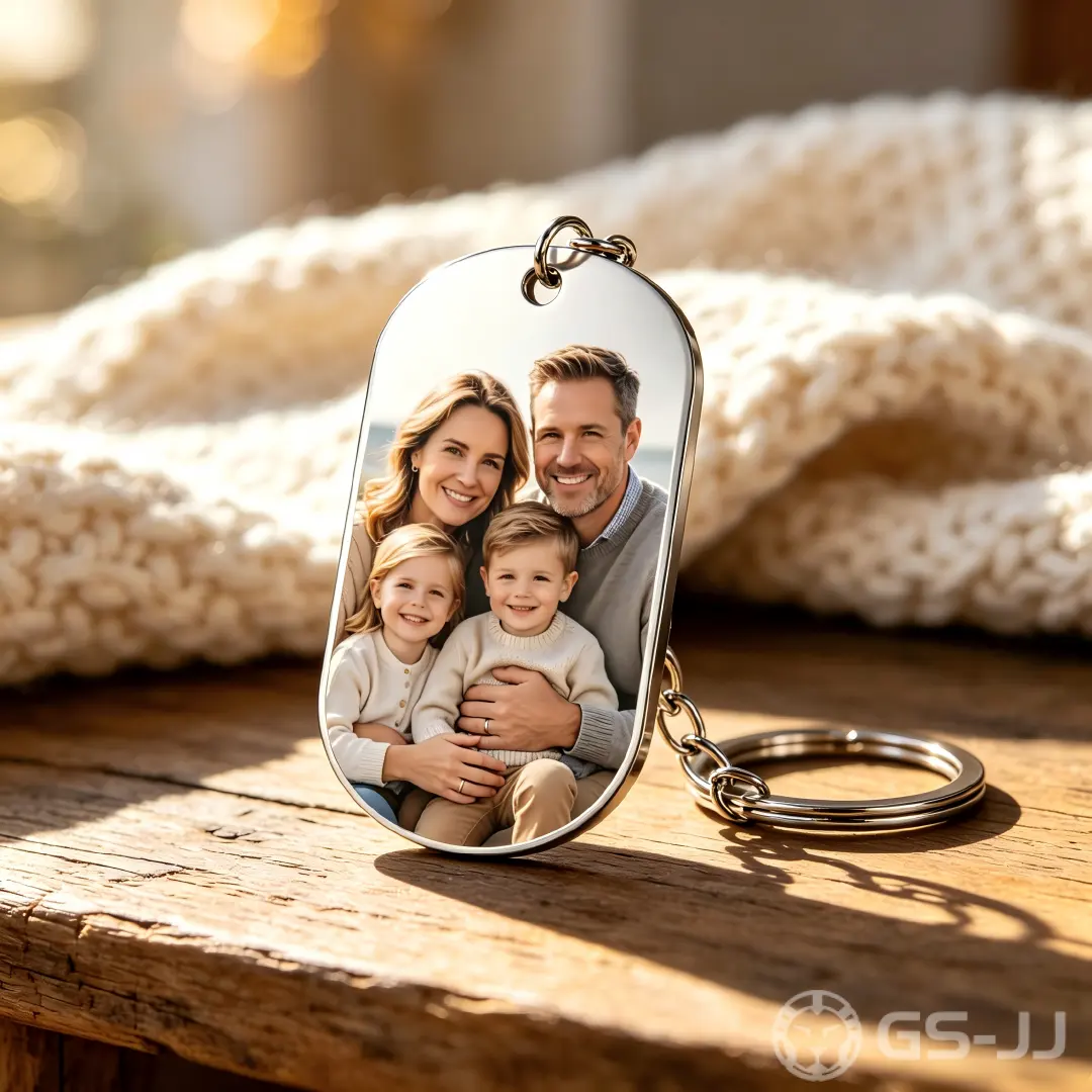 Oval family photo keychain Oval family photo keychain