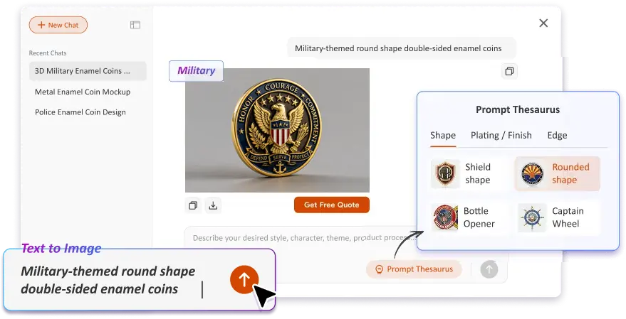 Free Text to Image Art AI Enamel Coin Generator