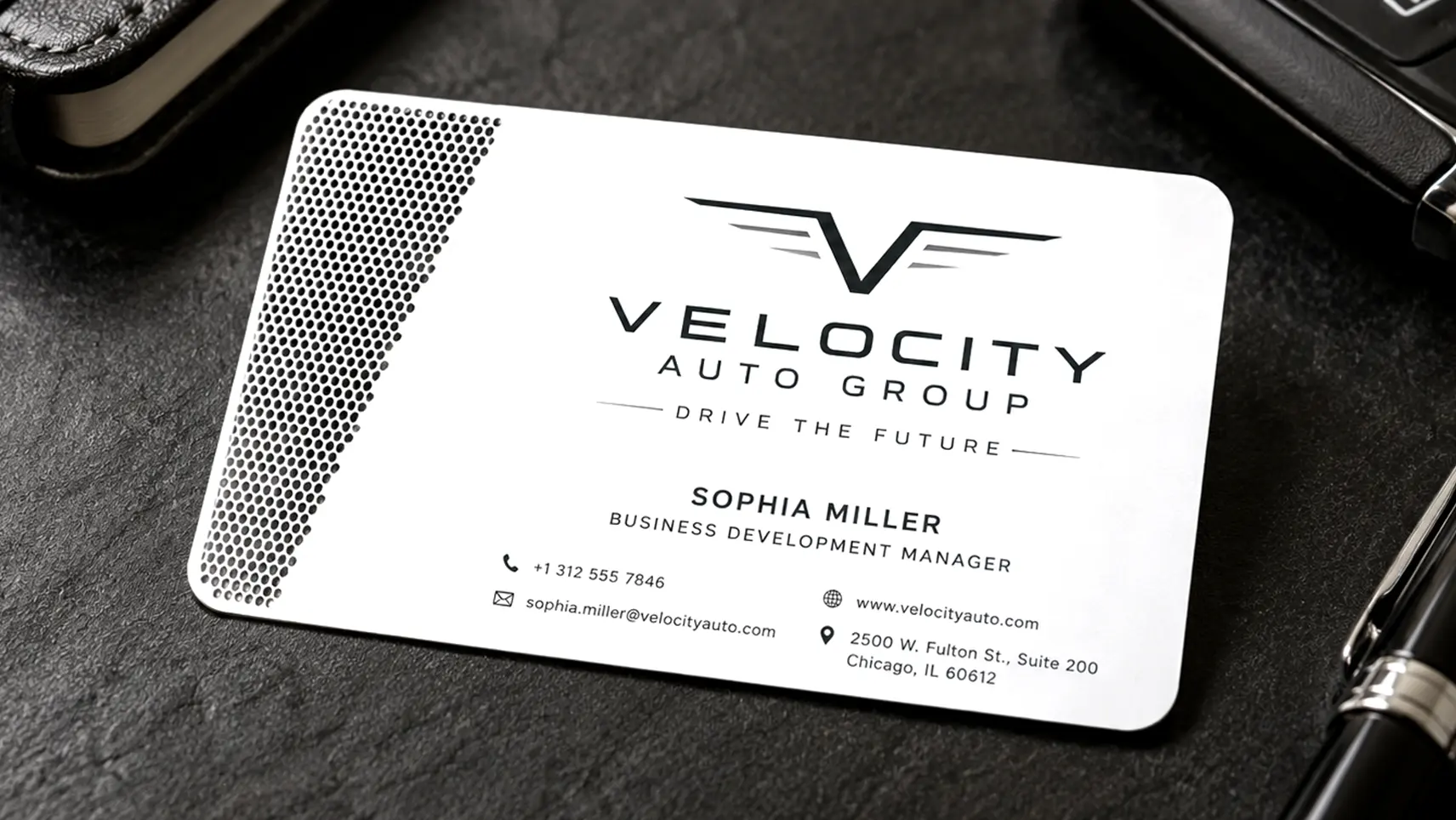 Automotive White Metal Business Cards